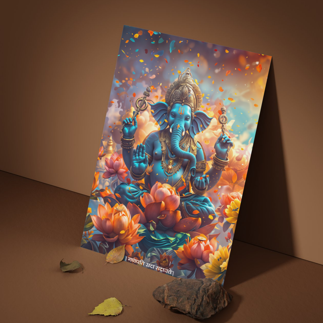 The 'गणपति  सदा सहायते' Ganesha Poster | Portrait - 1 x 1.5 ft  ( Premium Glossy ) - Bharatvarsh Arts--Wall Poster Sets - Buy Indian Spiritual, Mythology, Gods, Warrior Wall Art - For Living Room, Decor