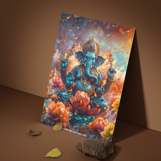 The 'गणपति  सदा सहायते' Ganesha Poster | Portrait - 1 x 1.5 ft  ( Premium Glossy )