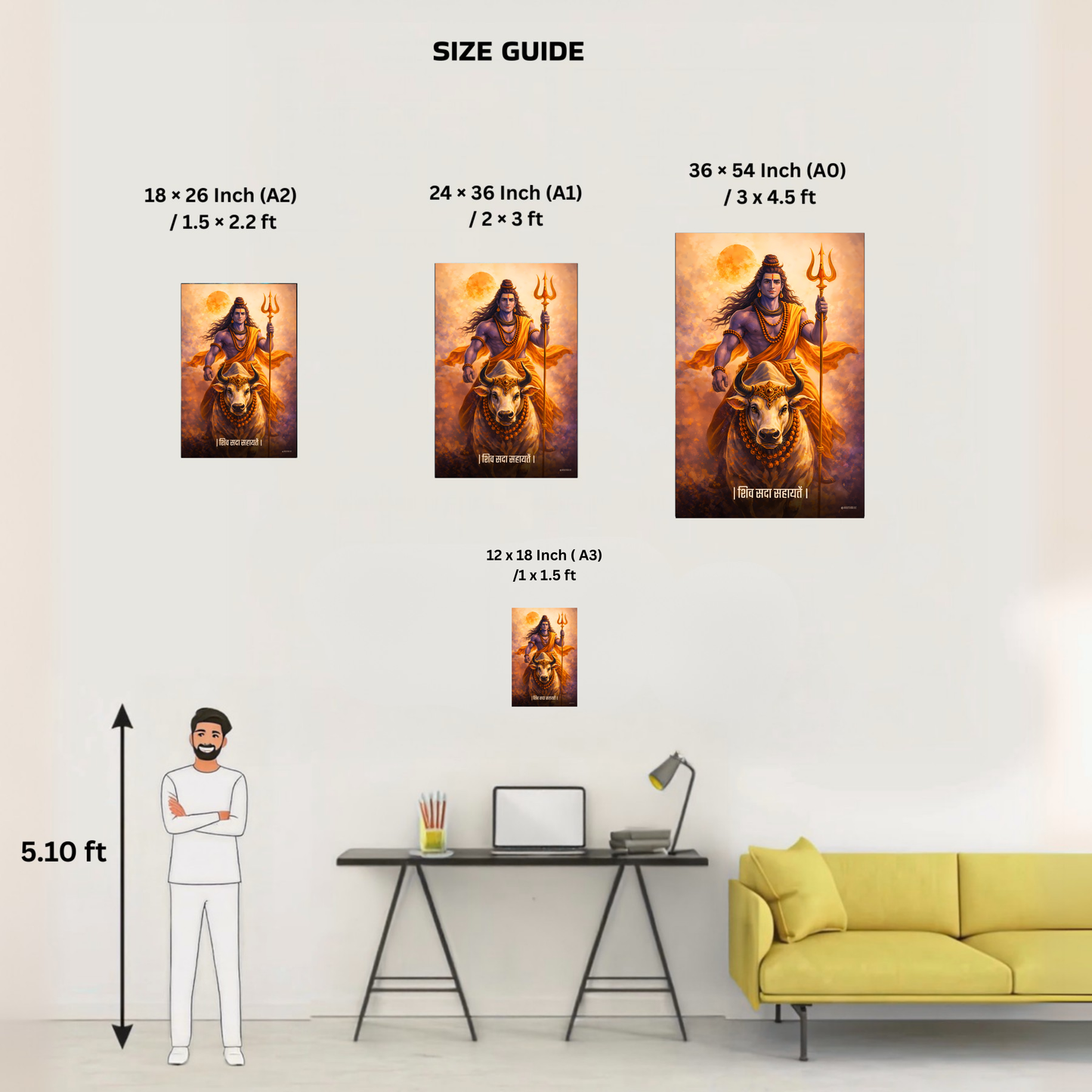 The 'शिव सदा सहायतें' Lord Shiva and Nandi Poster | 8K | Premium Glossy