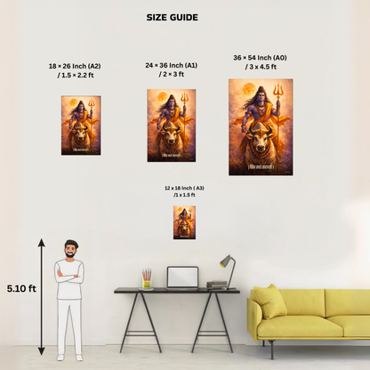 The 'शिव सदा सहायतें' Lord Shiva and Nandi Poster | 8K | Premium Glossy