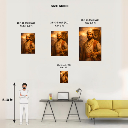 The Chatrapati Shivaji Maharaj and Lion Poster | 8K | Premium Glossy