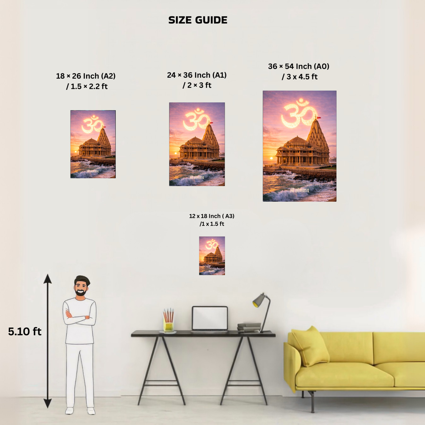 The 'श्री सोमनाथ' Somnath Shiv Temple Wall Poster | 8K | Premium Glossy