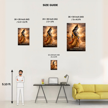 The 'शस्त्र उठाओ पार्थ, मैं तुम्हारे साथ हूँ' Krishna Mahabharat Poster | 8K | Premium Glossy