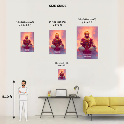 The 'सब सुख लहै तुम्हारी सरना' Peaceful Hanuman Wall Poster | 8K | Premium Glossy