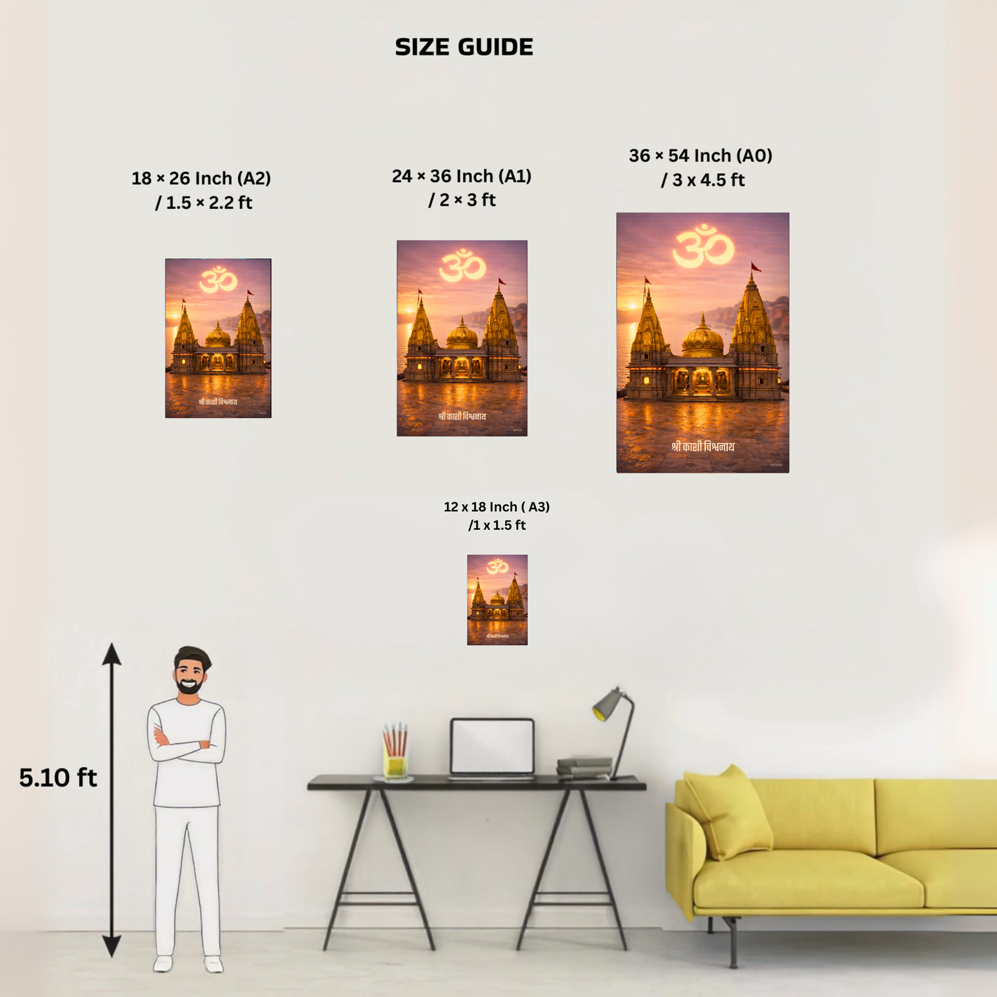 The 'श्री काशी विश्वनाथ' Kashi Vishwanath Shiv Temple Wall Poster | 8K | Premium Glossy