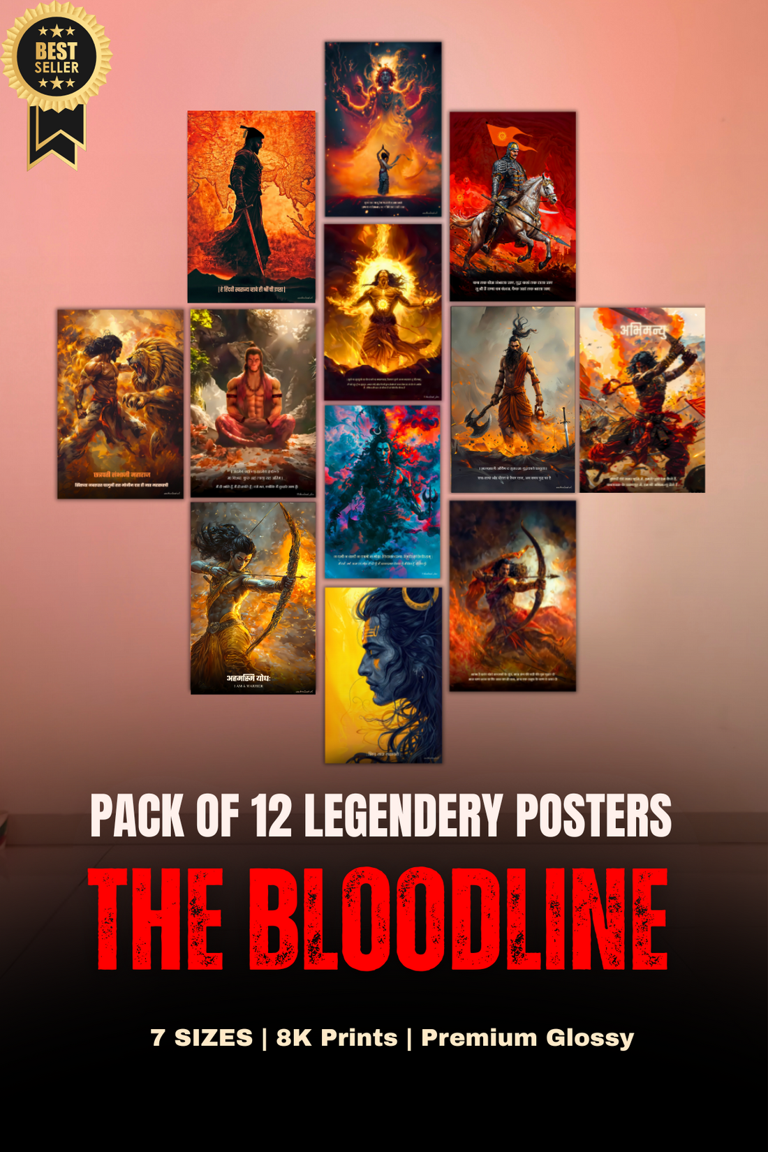 The 'BLOODLINE' 12 Posters Combo + Free Wall Friendly Glue Dots + 2 Surprise Sticker