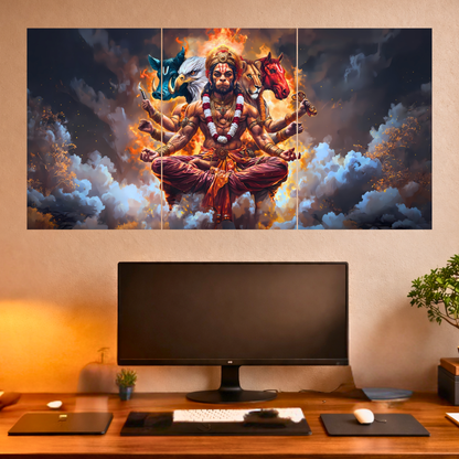 The Panchmukhi Hanuman Epic 3 Panel SPLIT Poster | 8K | Premium Glossy