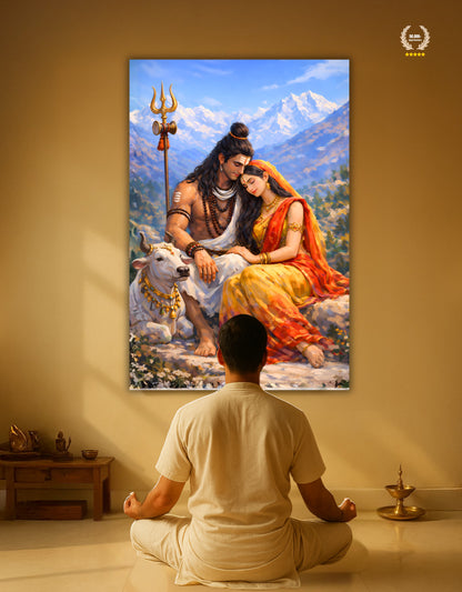 The Shiv Parvati Peaceful Premium Large Poster | 8K | Premium Glossy