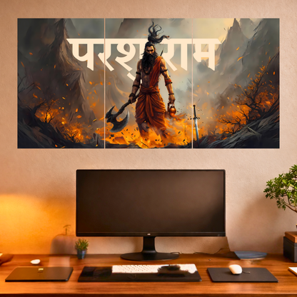 The 'परशुराम' Parshuram Ji Epic 3 Panel SPLIT Poster | 8K | Premium Glossy