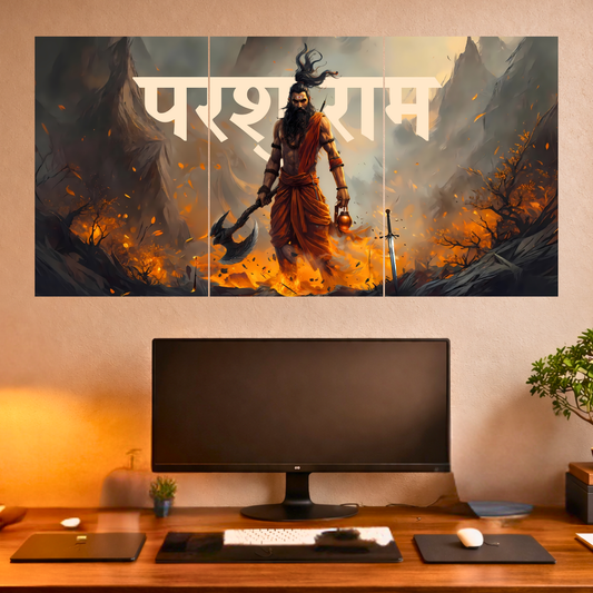 The 'परशुराम' Parshuram Ji Epic 3 Panel SPLIT Poster | 8K | Premium Glossy