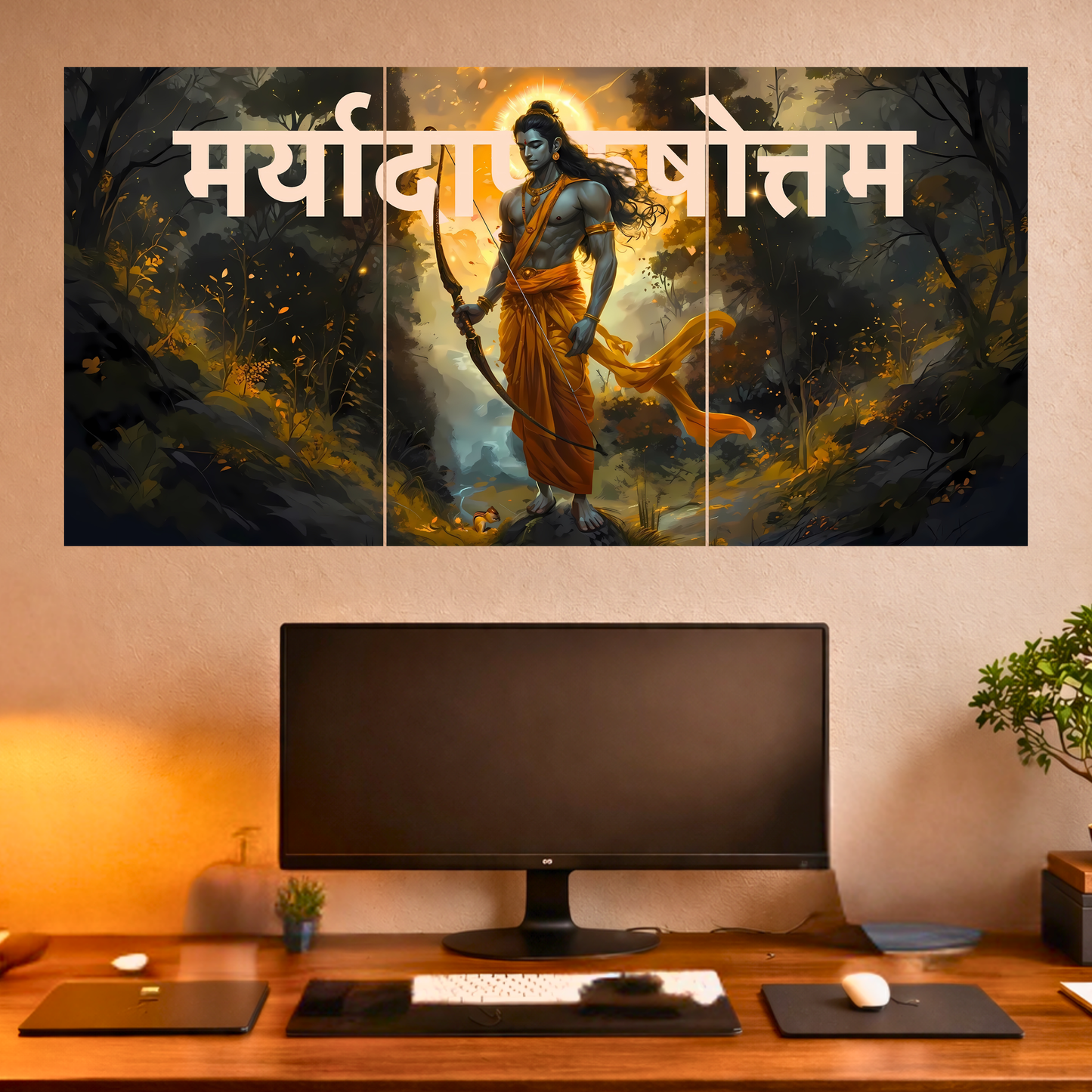 The 'मर्यादापुरुषोत्तम' Prabhu Shree Ram Epic 3 Panel SPLIT Poster | 8K | Premium Glossy