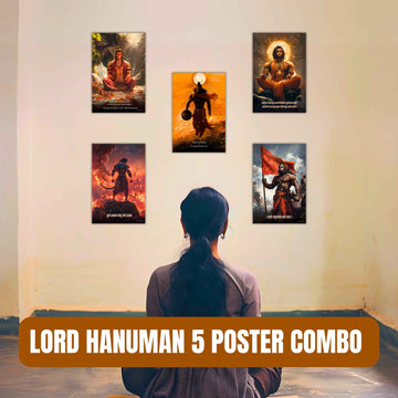 All Lord Hanuman Ji 5 Premium Posters Combo + Free Fevicol EasyStick Kit + 1 Surprise Sticker | Size : 1 x 1.5 ft - Bharatvarsh Arts--Wall Poster Sets - Buy Indian Spiritual, Mythology, Gods, Warrior Wall Art - For Living Room, Decor