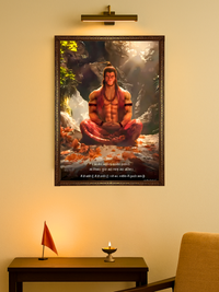 The 'अहमेव क्रान्तिः' Hanuman Meditation Wall Frame | Premium Quality - Bharatvarsh Arts--Wall Poster Sets - Buy Indian Spiritual, Mythology, Gods, Warrior Wall Art - For Living Room, Decor