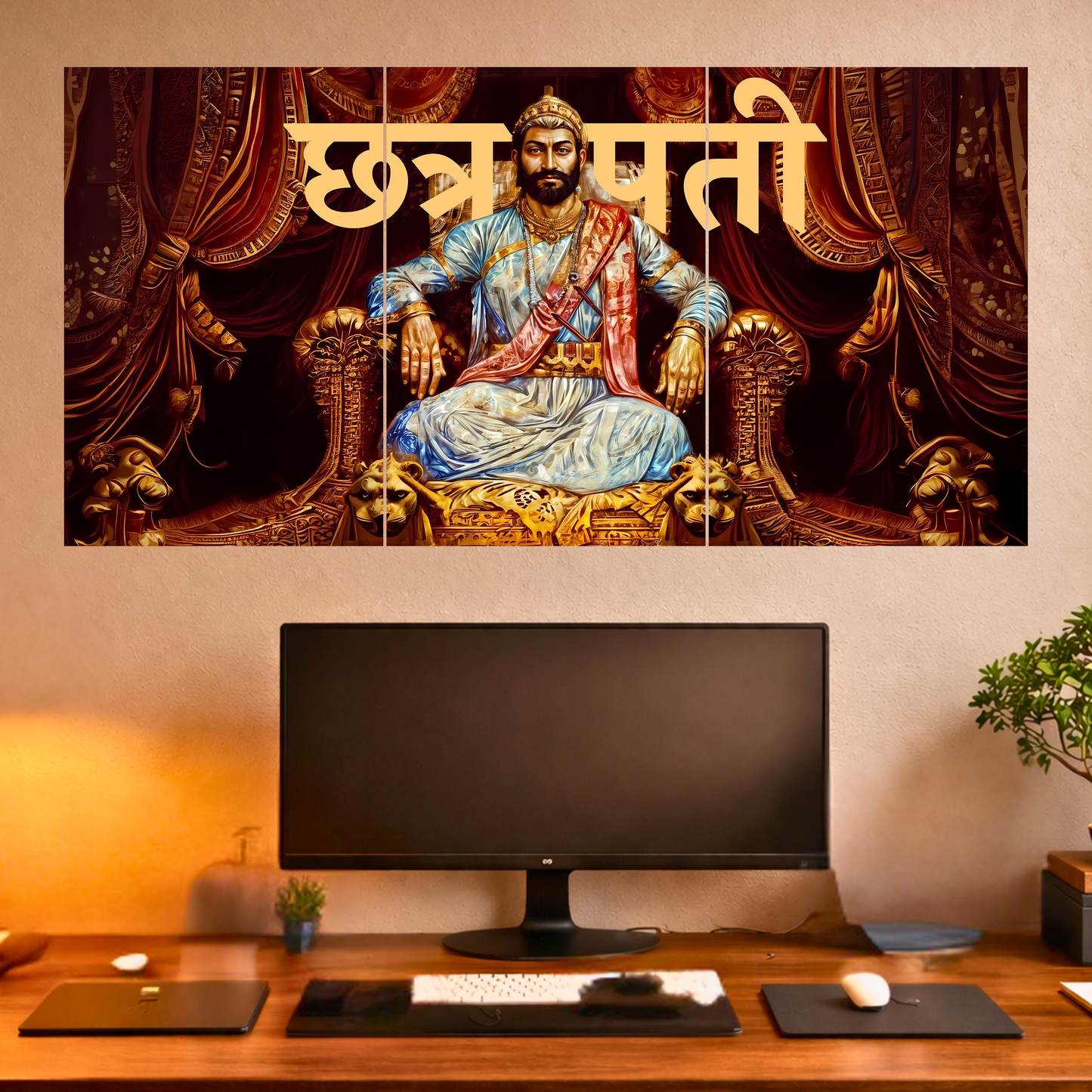 The 'छत्रपती' Chatrapati Shivaji Maharaj Epic 3 Panel SPLIT Poster | 8K | Premium Glossy