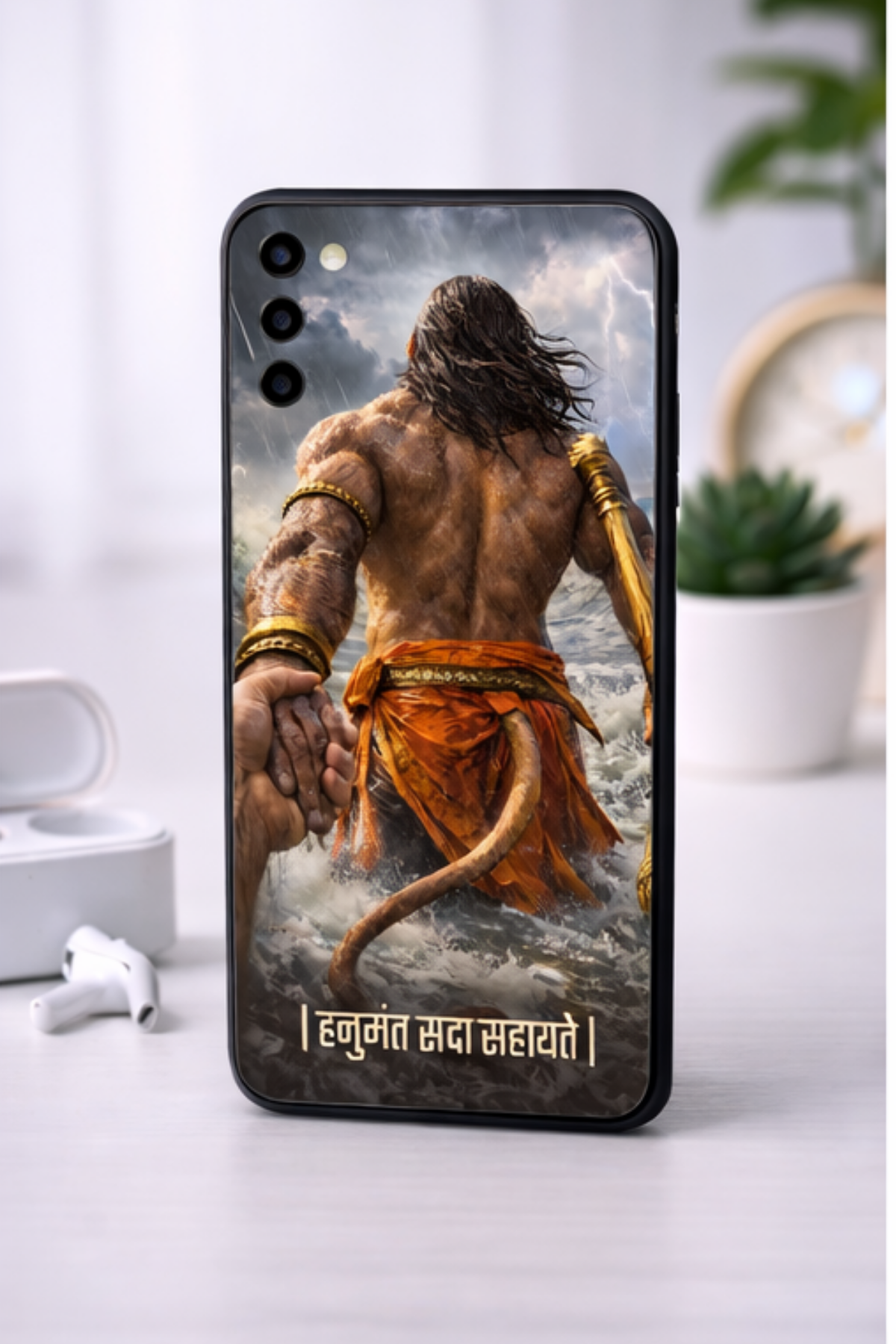The 'हनुमंत सदा सहायते' Hanuman Ji Mobile Skin | Premium UV Print | Matte Finish