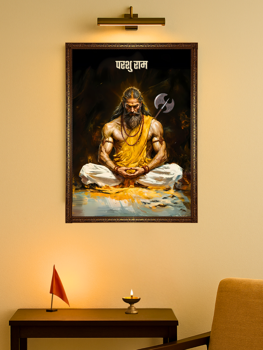 The Parshuram Meditation Wall Frame | Premium Quality - Bharatvarsh Arts--Wall Poster Sets - Buy Indian Spiritual, Mythology, Gods, Warrior Wall Art - For Living Room, Decor