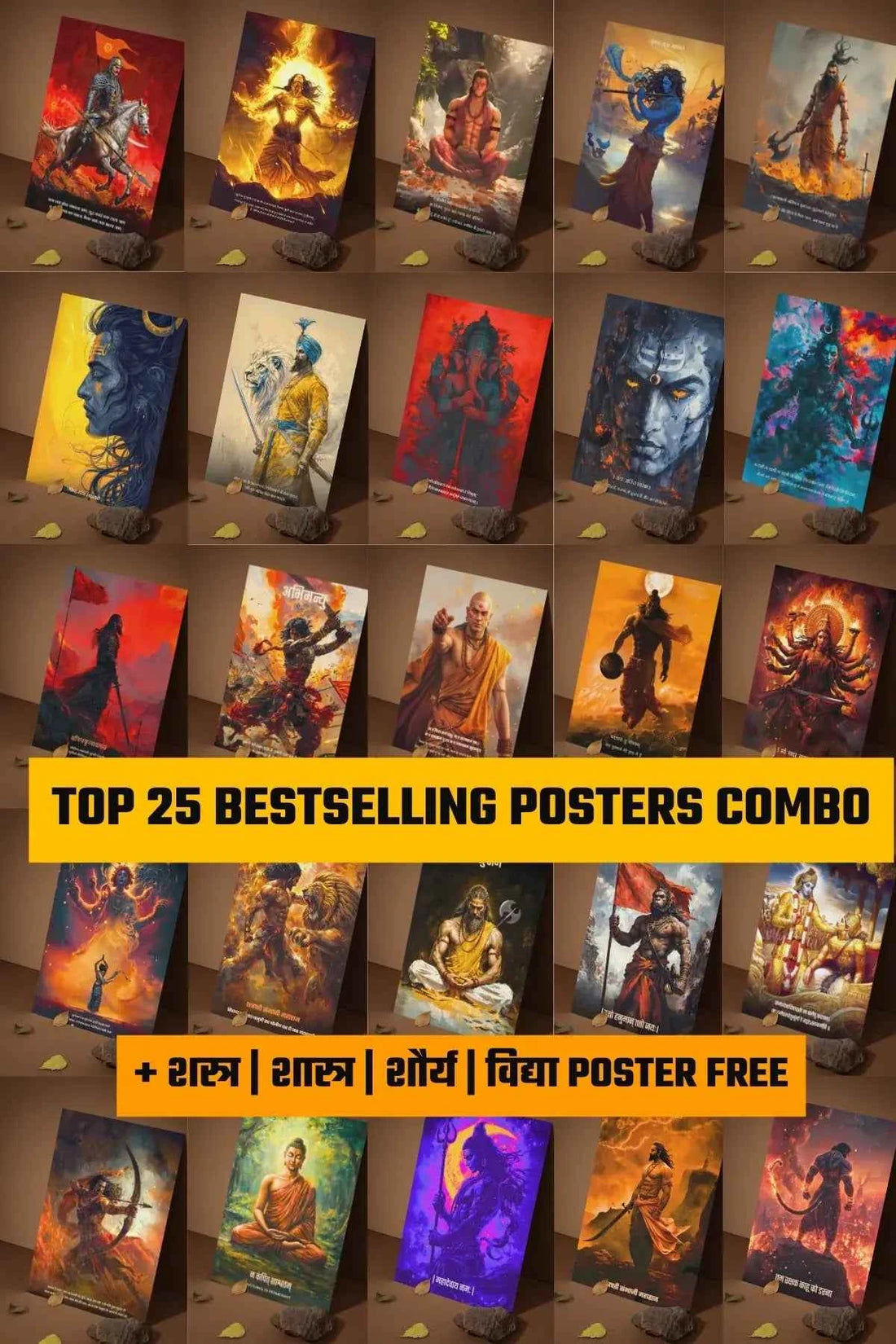The Bharatvarsh's Complete History 25 Posters Combo + Free "शस्त्र • शास्त्र • शौर्य • विद्या" Poster + Free Fevicol EasyStick Kit + 2 Surprise Stickers ( Customisable ) | Size : 1 x 1.5 ft - Bharatvarsh Arts--Wall Poster Sets - Buy Indian Spiritual, Mythology, Gods, Warrior Wall Art - For Living Room, Decor