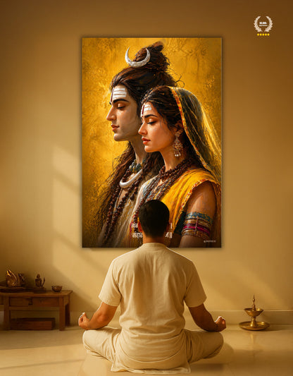 The 'गंगाधर तू, गंगोत्री मैं ' Shiv Parvati Beautiful Premium Large Poster | 8K | Premium Glossy