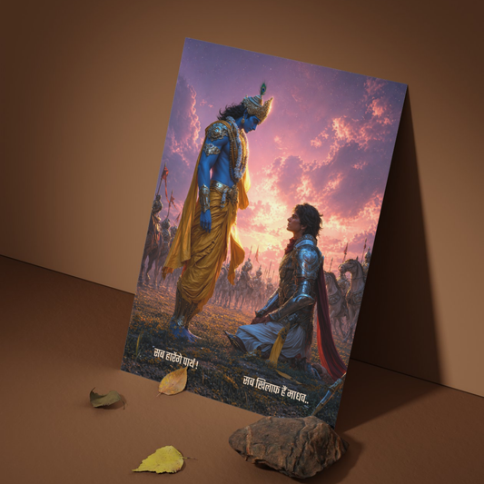 The 'सब खिलाफ हैं माधव, सब हारेंगे पार्थ' Krishna Motivational Poster | 8K | Premium Glossy