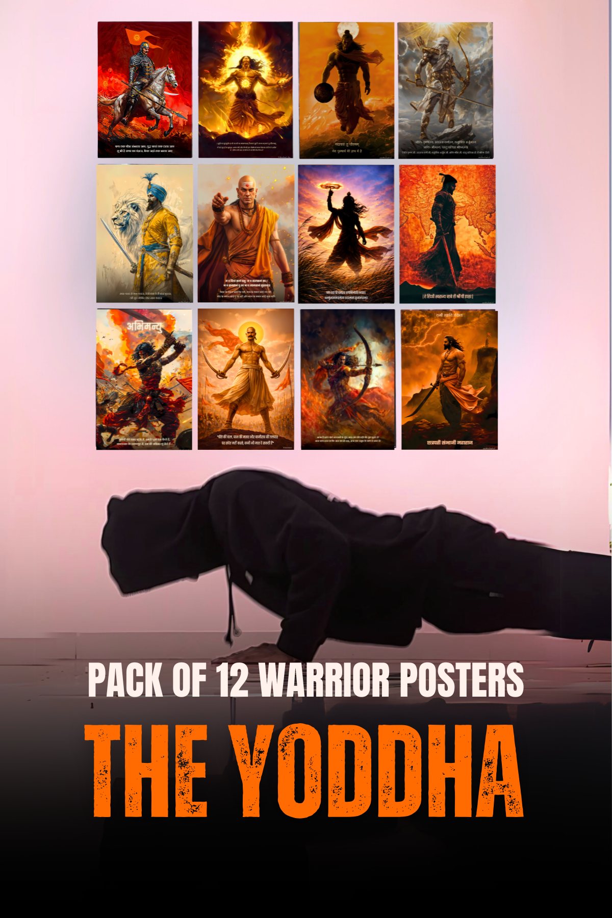 The 'YODDHA' 12 Premium Warrior Posters Combo + Free Wall Friendly Glue Dots + 2 Surprise Sticker (Copy)