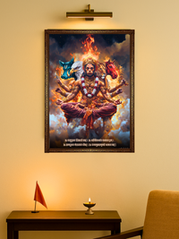 The 'ॐ पञ्चमुखहनुमते' Panchmukhi Hanuman Wall Frame | Premium Quality - Bharatvarsh Arts--Wall Poster Sets - Buy Indian Spiritual, Mythology, Gods, Warrior Wall Art - For Living Room, Decor