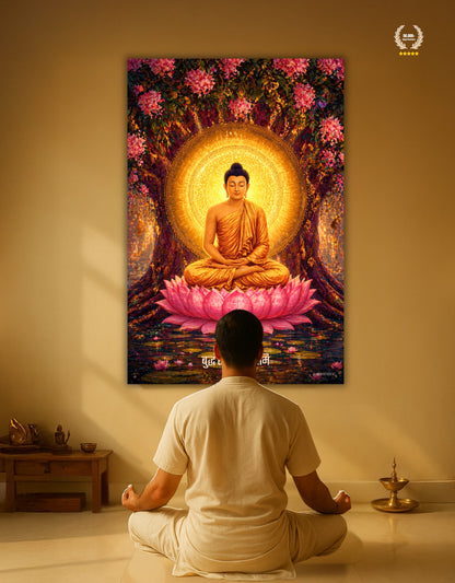 The 'बुद्धं शरणं गच्छामि' Gautam Buddha Peaceful Premium Large Poster | 8K | Premium Glossy