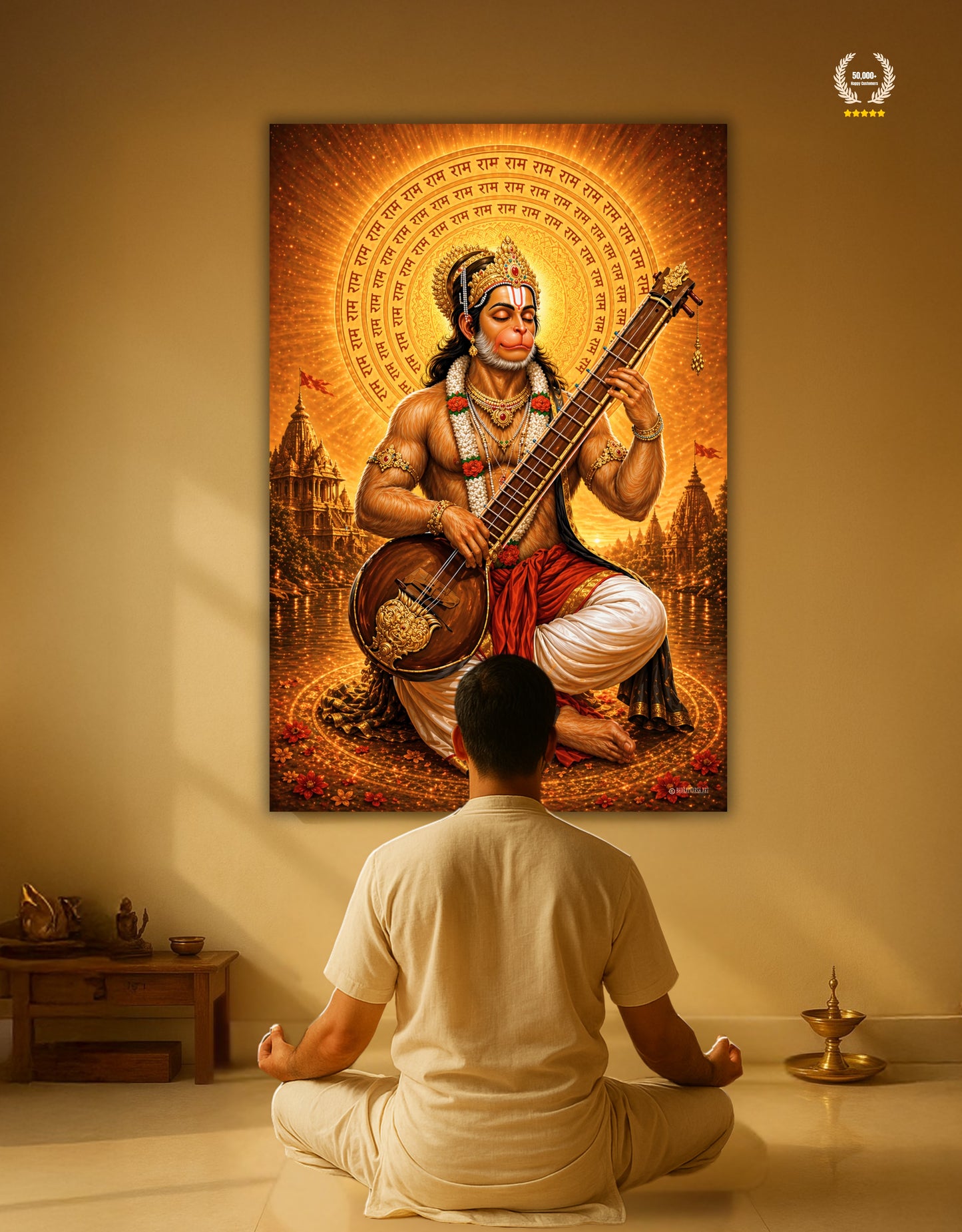 The Hanuman Ji Bhajan Peaceful Premium Large Poster | 8K | Premium Glossy