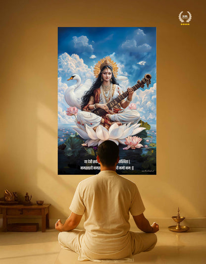 The "या देवी सर्वभूतेषु" Maa Saraswati Poster | 8K | Premium Glossy