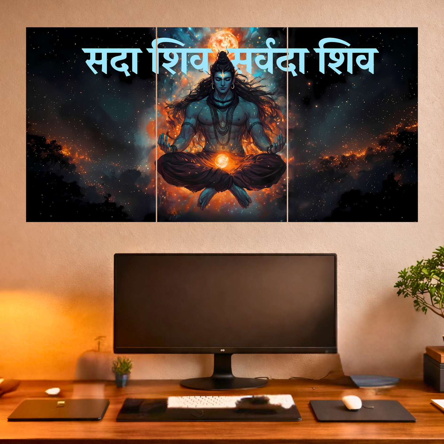 The 'सदा शिव सर्वदा शिव' ShivJi 3 Panel SPLIT Poster | 8K | Premium Glossy