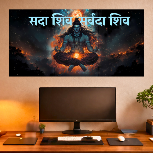 The 'सदा शिव सर्वदा शिव' ShivJi 3 Panel SPLIT Poster | 8K | Premium Glossy