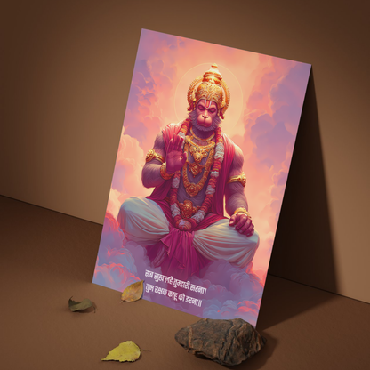 The 'सब सुख लहै तुम्हारी सरना' Peaceful Hanuman Wall Poster | 8K | Premium Glossy
