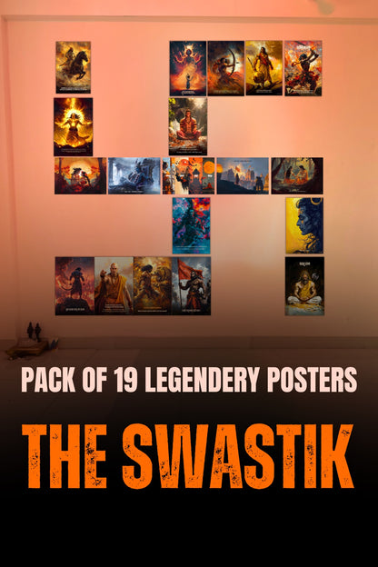 The 'SWASTIK' 19 Premium Posters Combo + Free Fevicol EasyStick Kit + 2 Surprise Sticker | Size : 1 x 1.5 ft - Bharatvarsh Arts--Wall Poster Sets - Buy Indian Spiritual, Mythology, Gods, Warrior Wall Art - For Living Room, Decor
