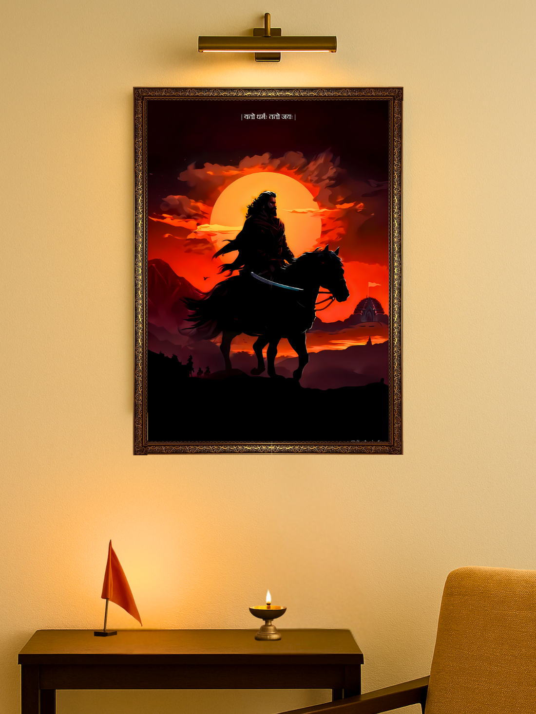 The 'स्वराज्यरक्षक' Chatrapati Sambhaji Maharaj Wall Frame | Premium Quality - Bharatvarsh Arts--Wall Poster Sets - Buy Indian Spiritual, Mythology, Gods, Warrior Wall Art - For Living Room, Decor