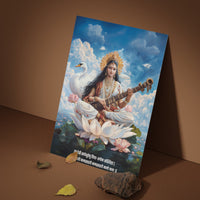 The "या देवी सर्वभूतेषु" Maa Saraswati Poster | 8K | Premium Glossy - Bharatvarsh Arts--Wall Poster Sets - Buy Indian Spiritual, Mythology, Gods, Warrior Wall Art - For Living Room, Decor