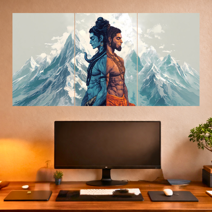 The Shiv Hanuman Epic 3 Panel SPLIT Poster | 8K | Premium Glossy