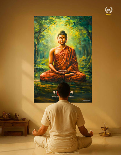 The "न कंचित् शाश्वतम्" Gautam Buddha Large Poster | 8K | Premium Glossy