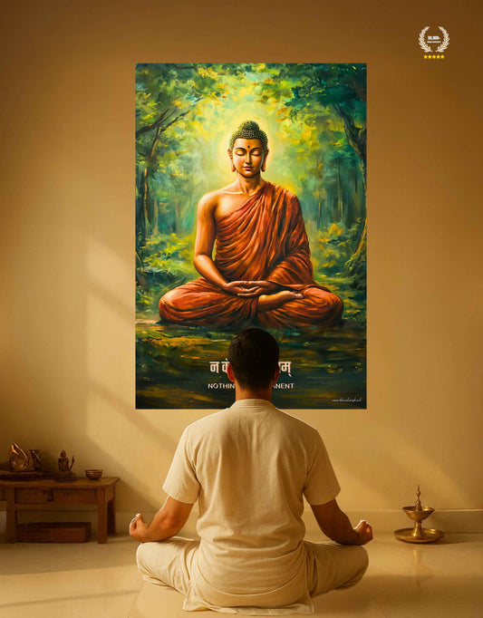 The "न कंचित् शाश्वतम्" Gautam Buddha Large Poster | 8K | Premium Glossy