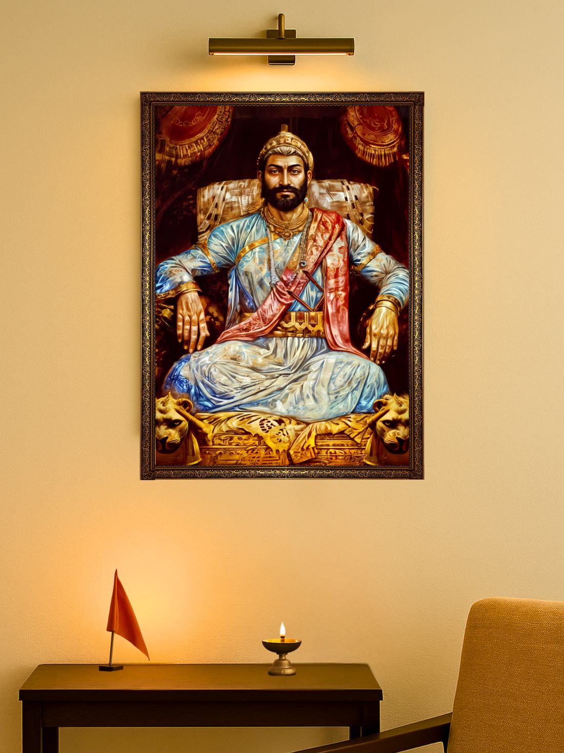 The King Chatrapati Shivaji Maharaj Wall Frame | Premium Quality - Bharatvarsh Arts--Wall Poster Sets - Buy Indian Spiritual, Mythology, Gods, Warrior Wall Art - For Living Room, Decor