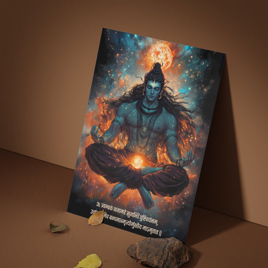 The "ॐ त्र्यम्बकं यजामहे " Lord Shiva Poster | 8K | Premium Glossy - Bharatvarsh Arts--Wall Poster Sets - Buy Indian Spiritual, Mythology, Gods, Warrior Wall Art - For Living Room, Decor