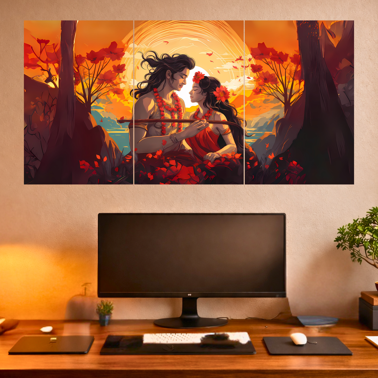The Radha Krishna Epic 3 Panel SPLIT Poster | 8K | Premium Glossy