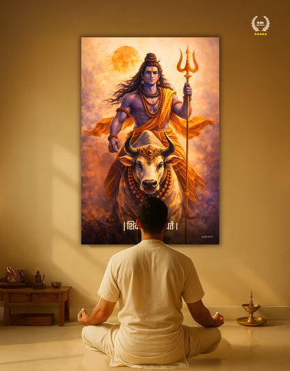 The 'शिव सदा सहायतें' Lord Shiva and Nandi Premium Large Poster | 8K | Premium Glossy