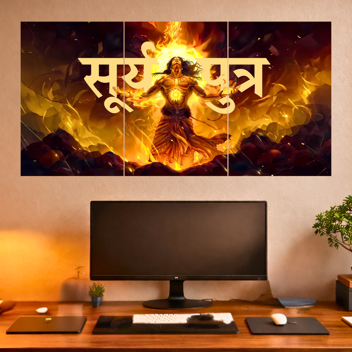 The "सूर्यपुत्र" Suryaputra Karna Epic 3 Panel SPLIT Poster | 8K | Premium Glossy