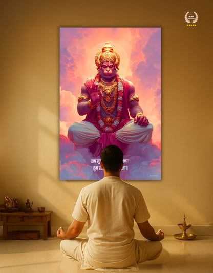The 'सब सुख लहै तुम्हारी सरना' Peaceful Hanuman Premium Large Poster | 8K | Premium Glossy