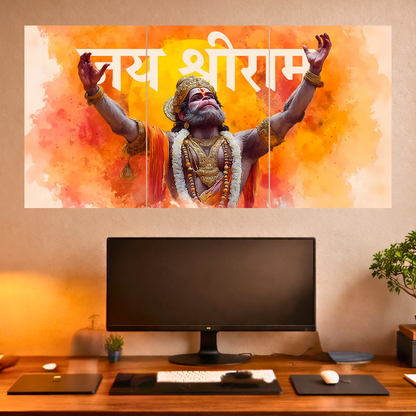 The 'जय श्रीराम' Lord Hanuman Epic 3 Panel SPLIT Poster | 8K | Premium Glossy