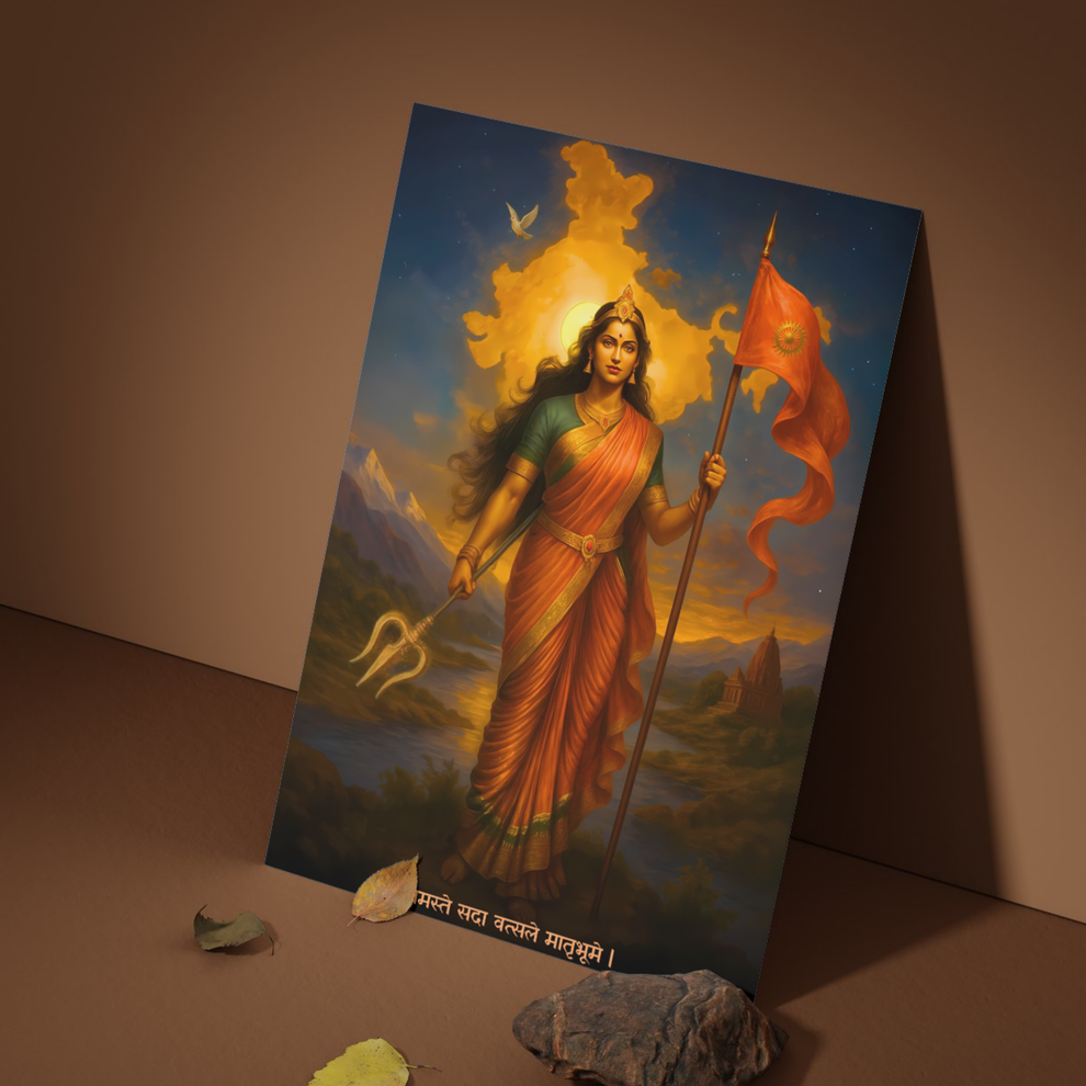 Bharat Mata inspirational poster with Namaste Sada Vatsale Matribhume in 8K glossy print