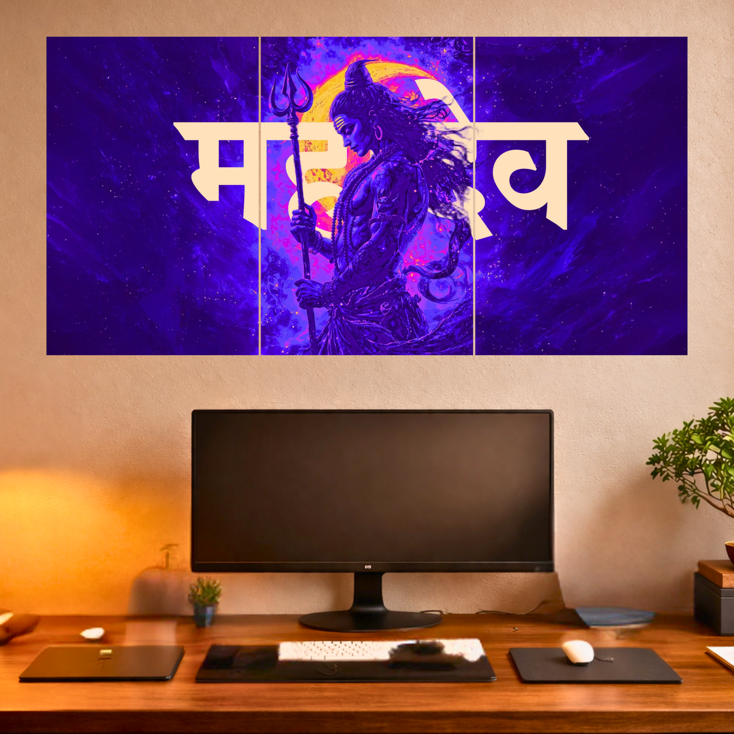 The 'महादेव' Lord Shiva Epic 3 Panel SPLIT Poster | 8K | Premium Glossy