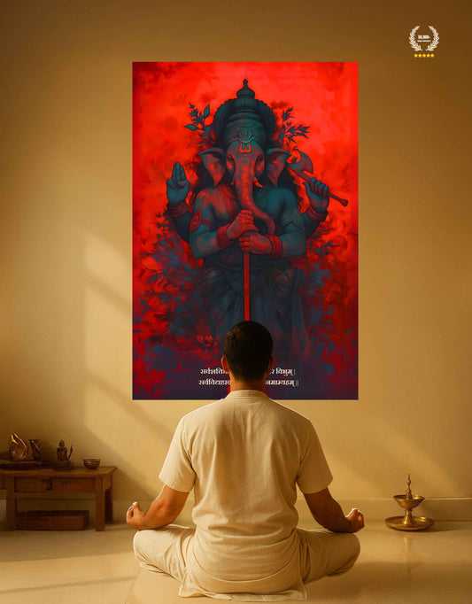 The 'सर्वशक्तिमयं सर्वरूपधरं' Ganesha Wall Poster | Premium Quality