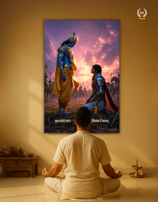 The 'सब खिलाफ हैं माधव, सब हारेंगे पार्थ' Krishna Motivational Premium Large Poster | 8K | Premium Glossy