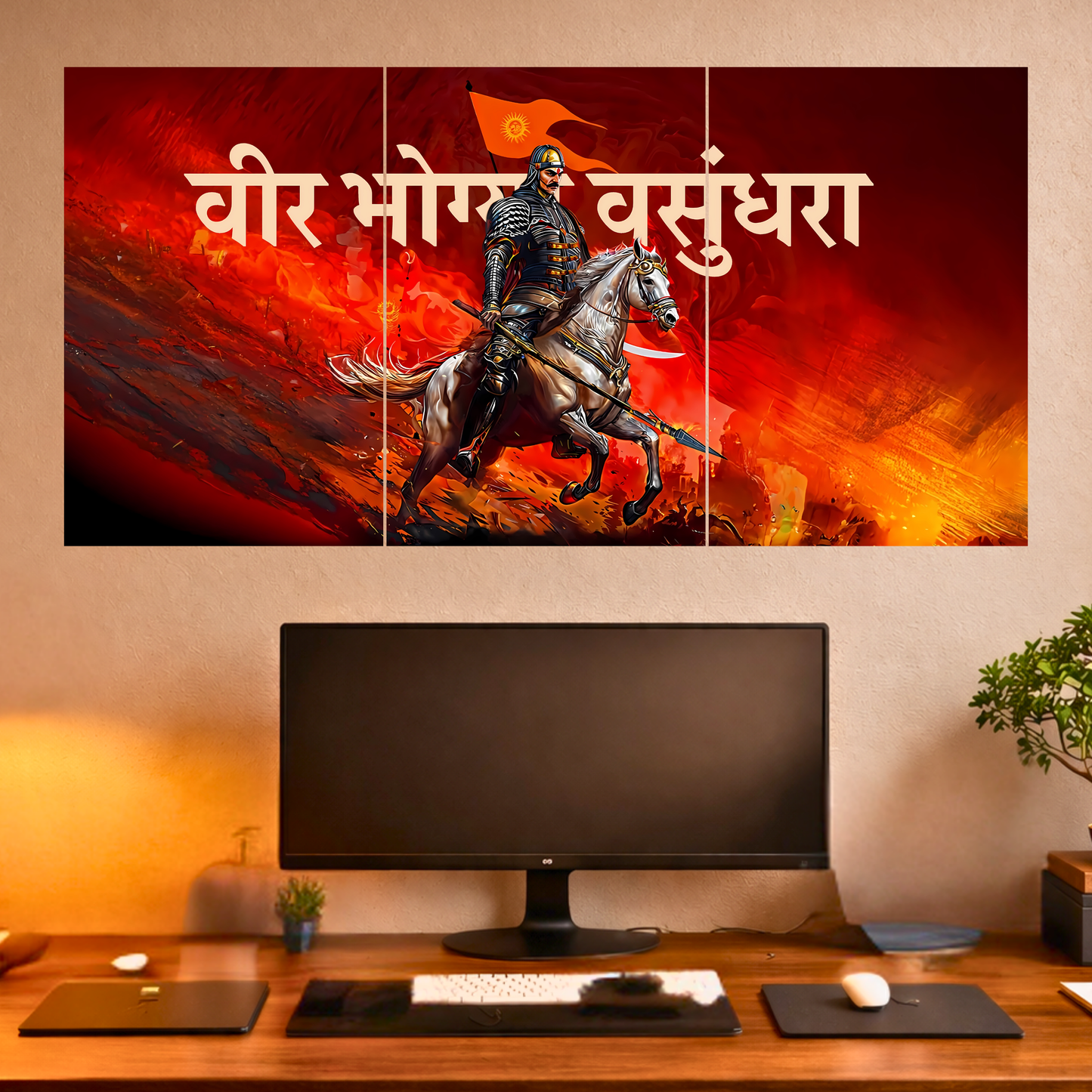 The 'वीर भोग्या वसुंधरा' Maharana Pratap Epic 3 Panel SPLIT Poster | 8K | Premium Glossy