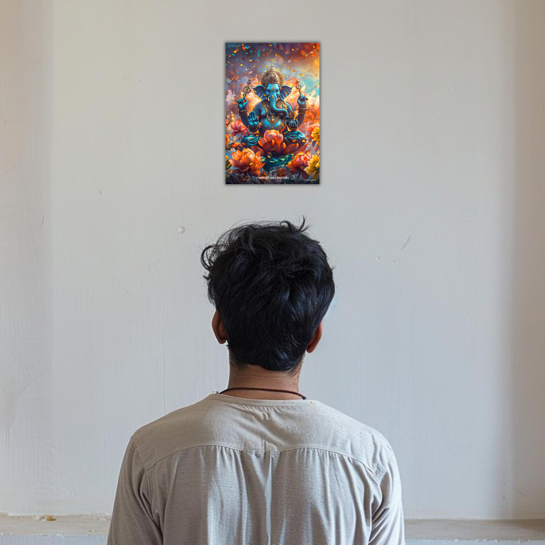 The 'गणपति  सदा सहायते' Ganesha Poster | Portrait - 1 x 1.5 ft  ( Premium Glossy ) - Bharatvarsh Arts--Wall Poster Sets - Buy Indian Spiritual, Mythology, Gods, Warrior Wall Art - For Living Room, Decor